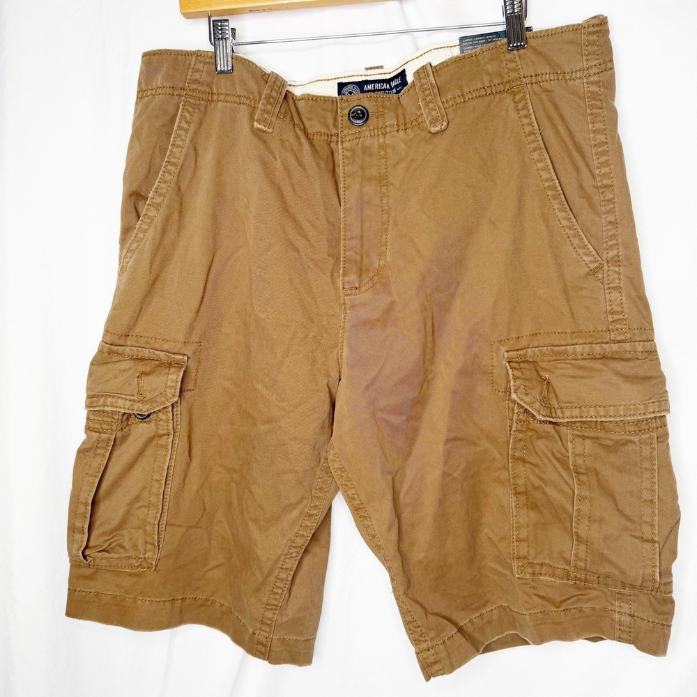 American Eagle Men's Cargo Shorts Size 36 Brown 12" Inseam NWT Long Length